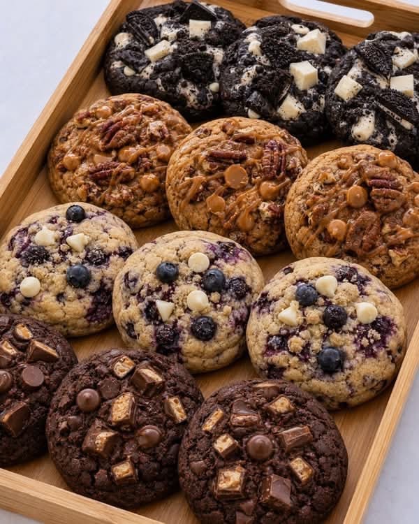 Cookies assortis ultra gourmands | Taasty Cakes Cookies assortis ultra gourmands — Un assortiment de cookies épais et moelleux aux parfums Oreo, myrtille chocolat blanc et chocolat au lait. Idéal pour un | Taasty Cakes